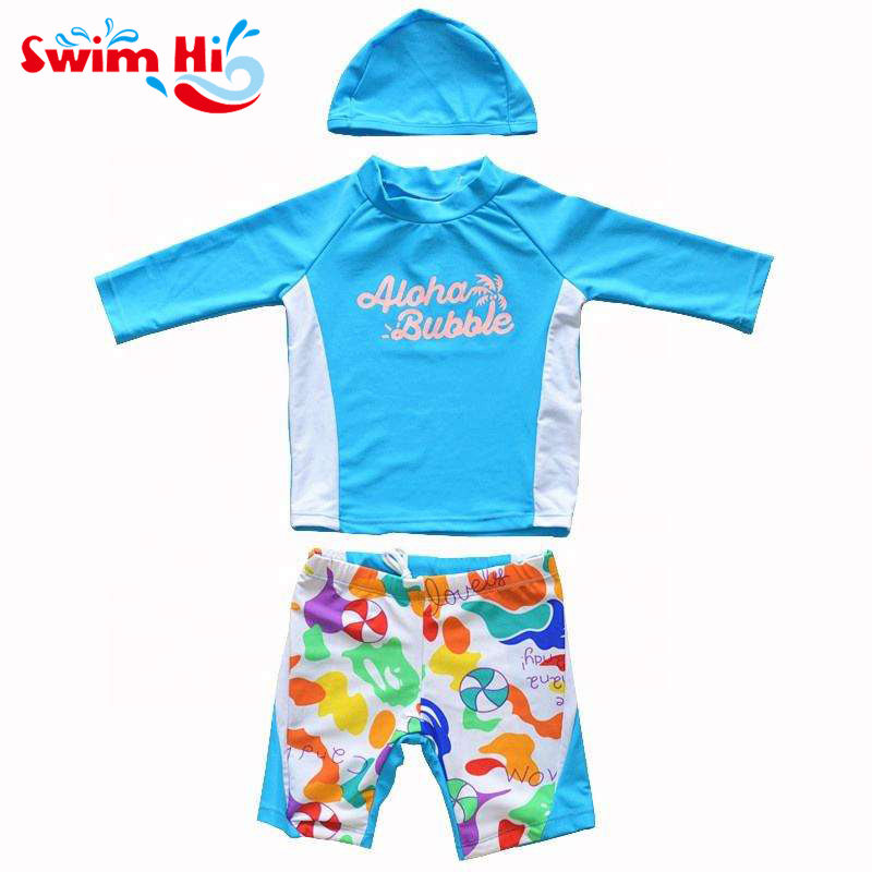 2023 New Hot Sell Long Sleeve Rashguard For Boys Two-piece Kid Boy Swimwear Water Sports Wear For Kids