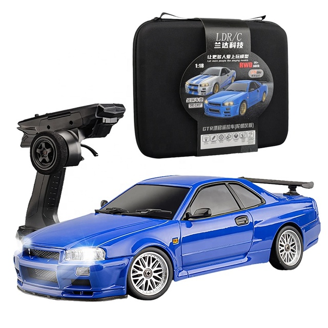 Precision Engineered LDRC 1899 NSX 1/18 Scale 2.4G RWD GTR R34 Drift RC Car With Gyro Lights and Alloy Body Drifting Model RTR