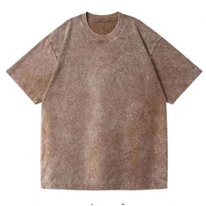 Wholesale Custom 100% Cotton Knitted Oversized Summer Brand Spray Cut Acid Wash Short Sleeve Unisex T-<b>Shirts</b> - Product Image 5
