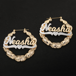 <span class=keywords><strong>Orecchini</strong></span> <span class=keywords><strong>personalizzabili</strong></span> a cerchio con targhetta scritta 18K placcato in oro con <span class=keywords><strong>orecchini</strong></span> alla moda - Product Image 2