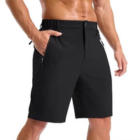 Shorts de randonnée et de golf pour homme en polyester tricoté, légers, à séchage rapide, décontractés, avec cordon de serrage et trois poches zippées