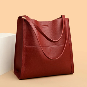 Sacs à main en cuir véritable personnalisés pour femmes, couleur unie avec fermeture à glissière, haute qualité, couleurs et logo personnalisables - Product Image 3