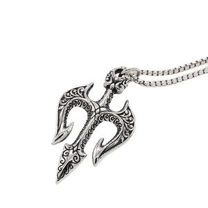 Collar de Acero Inoxidable de Moda con Colgante Tridente del Rey de los Mares de Titanio Vintage, Venta al por Mayor, Ícono del Tridente de Poseidón - Product Image 3