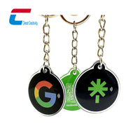 Impression personnalisée 13.56Mhz Noir Epoxy NFC Porte-clés QR Code NTAG 213 NFC Tag Porte-clés pour les médias sociaux