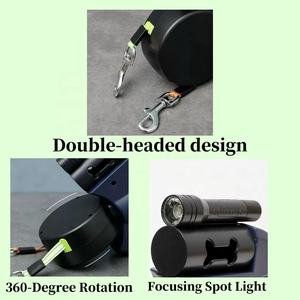 2 कुत्तों के लिए टैंगल-मुक्त डबल रिट्रेटेबल पट्टा आसान चलने के लिए अंतर्निहित अपशिष्ट बैग डिस्पेंसर के साथ अंतर्निहित अपशिष्ट बैग डिस्पेंसर - Product Image 5