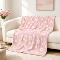 Plaid de canapé personnalisé en polaire douce et moelleuse, motif marguerite, 100*150cm, en flanelle polaire, pour usage au bureau
