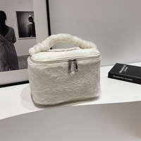Grande capacité, mode, mignon, peluche abricot pour noir et blanc, rangement portable pour étui, fermeture éclair, pliable, léger