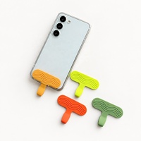 Multicolor Soft Silicone Phone Tether Tab T Shape Wavy Texture Anti Slip Flexible Lanyard Patch Anti Lost for Mobile Phone Cases