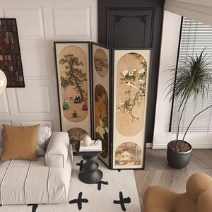 Biombo Plegable para Sala de Estar, Oficina o Dormitorio, Decorativo, de Madera Maciza con Diseño Impreso - Product Image 3