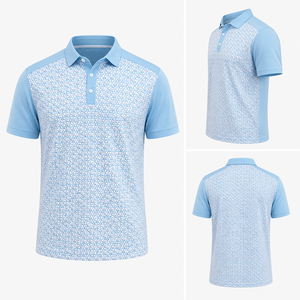 T-shirt de golf formel pour homme de haute qualité, imprimé lettres, en jersey de performance, avec motif en tissu tricoté imprimé par transfert thermique, couleur foncée - Product Image 6