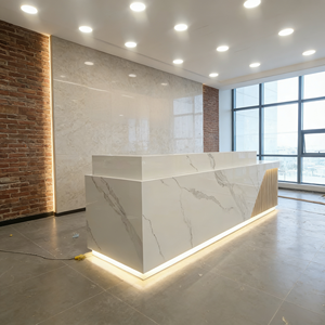 Mostrador de Recepción Moderno de Mármol Cuadrado Acanalado, Marca OEM <span class=keywords><strong>SM</strong></span>, de Lujo, para Hotel u Oficina, Ecológico, Resistente al Fuego y al Agua - Product Image 5