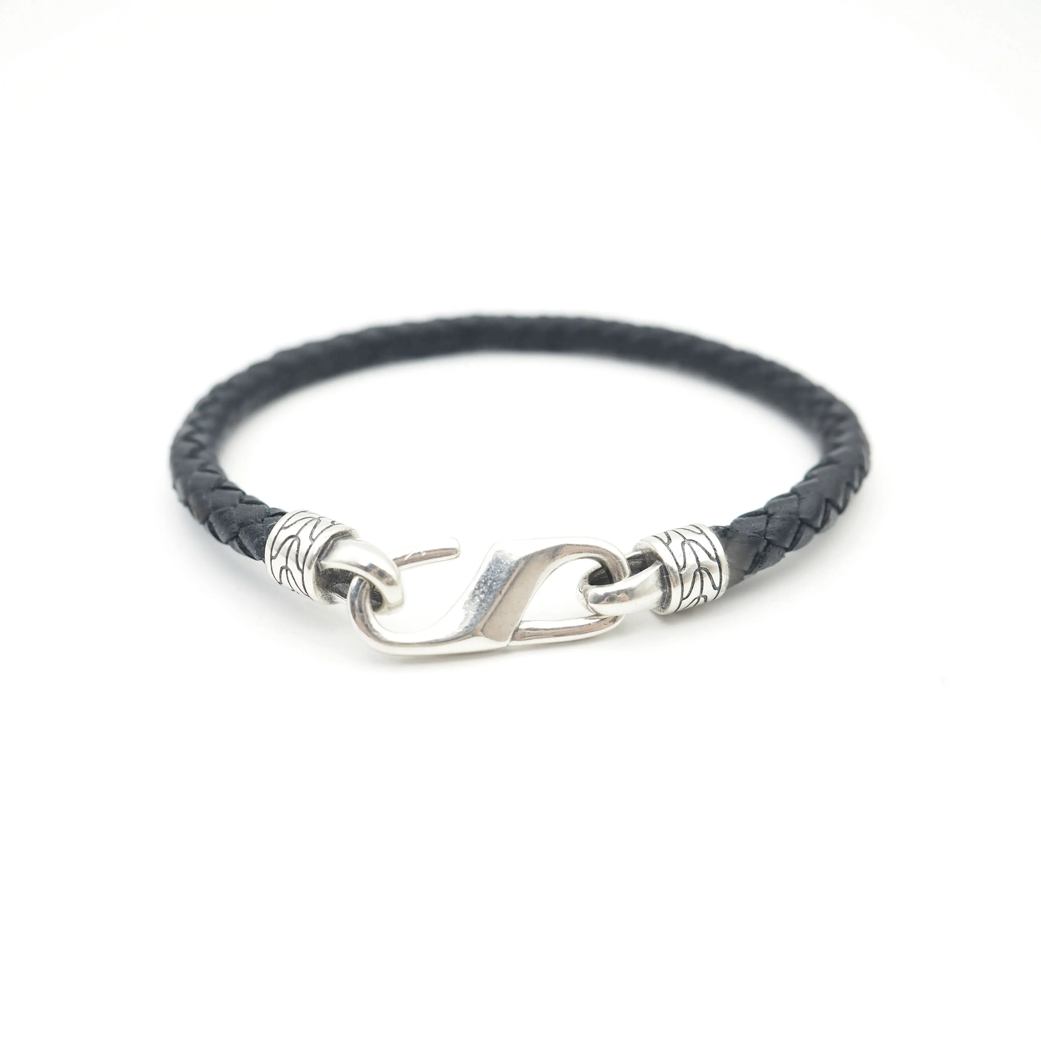 Unique Jewelry Silver Clasp Private Label Blue Leather Bracelet Men