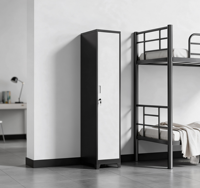 Casier à une porte en métal noir et blanc contrastant, armoire de rangement moderne pour bureau, école, salle de sport et vestiaires du personnel