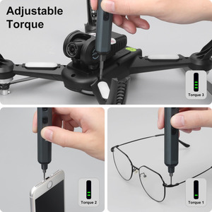 Mini <span class=keywords><strong>tournevis</strong></span> électrique <span class=keywords><strong>avec</strong></span> 64 embouts de précision S2, 5 réglages de couple, 4 lumières LED, garantie à vie et magnétiseur - Product Image 4