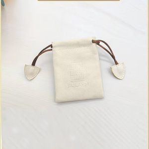 Sac en tissu à cordon en cuir microfibre avec pochette dorée, idéal pour le rangement de bijoux et accessoires de couture, et clip d'extrémité de cordon inclus - Product Image 2