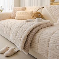 Housse de canapé en velours polaire de coton antidérapante moderne, coussin droit en peluche, housse de fauteuil, lavage à la main