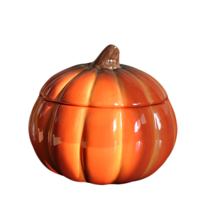 Ceramic pumpkin food container candy jar kitchen storage jar home decor porcelain figurines Halloween crafts decoration