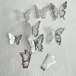 Ychon grosir kupu-kupu dengan lapisan emas indah kupu-kupu dekorasi kue lucu untuk ulang tahun gadis