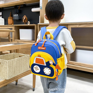 Carino alla moda escavatore zaino scuola per ragazzi auto piccola borsa da <span class=keywords><strong>asilo</strong></span> per bambini con fodera in poliestere impermeabile - Product Image 1