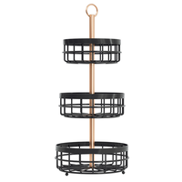 Corbeille à fruits en métal à 3 niveaux avec support pour bananes, support de rangement pour légumes sur comptoir pour cuisine et table à manger