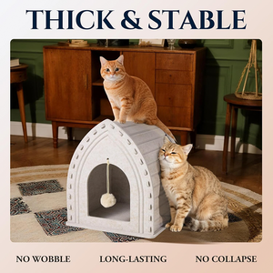 Maison pour animaux de compagnie pliable écologique personnalisable, maison pour chat en feutre empilable, jouet suspendu, amovible, lavable, en matériau RPET pour l'intérieur - Product Image 2