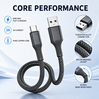 Câble de charge rapide USB-A vers USB-C 60W 3A en nylon tressé, cuivre pur, cordon Type-C, vente en gros, fabricant OEM