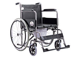 Fauteuil roulant médical pliable en acier à longue durée de vie avec cuvette de toilette pour la maison et l'hôpital - Product Image 3