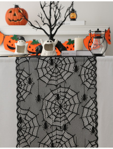 2025 New Style Different Size Party <strong>Black</strong> Lace Skull <strong>Table</strong> Flag <strong>Table</strong> <strong>Runners</strong> for Home Halloween Decorations - Product Image 6