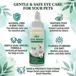 Gouttes oculaires douces pour animaux de compagnie 100ml sans alcool, nettoyant pour les <span class=keywords><strong>yeux</strong></span> des chiens pour animaux sensibles, élimine les taches de larmes, étiquette personnalisée, vente en gros B2B - Product Image 1