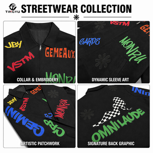 High Quality Black Colorful <b>Letter</b> Embroidery Breathable Checker Patchwork <b>Jacket</b> <b>Men</b> Stylish Patch Embroidery Regular - Product Image 4