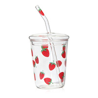 Tasse en verre à haute teneur en borosilicate Offres Spéciales résistante à la chaleur avec paille et couvercle