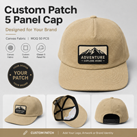 Casquette de baseball 5 panneaux en toile avec logo personnalisé en cuir, caoutchouc et chenille, fournisseur en gros OEM ODM pour l'extérieur