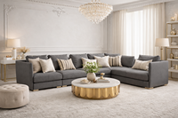 Canapé d'angle modulaire en cuir véritable Chesterfield, rembourré, minimaliste, écologique, durable, multi-pièces, en forme de L