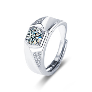 Fijne Sieraden S925 Sterling Zilver 1ct Vvs1 D Kleur Moissanite Verstelbare Ring Verlovingsring Trouwring Voor Mannen-Fabrieksprijzen