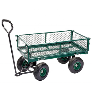 Carrello da giardino in acciaio con capacità di 800 lb 3 mc Ft contenitore a quattro ruote in acciaio rimovibile con reti laterali per utensili OEM - Product Image 2