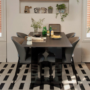 Delifeng-Mesa de comedor con placa de roca moderna y sencilla, mesa rectangular de acrílico negro de alta calidad para apartamento pequeño para sala de estar - Product Image 2