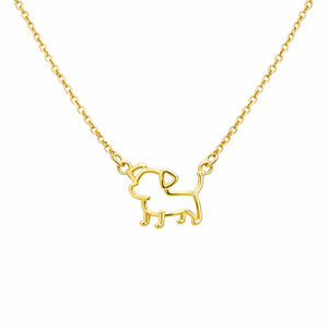 Dainty 10K Gold Plated <b>Dog</b> Silhouette Pendant Necklace Cute Animal <b>Charm</b> Unisex Everyday Wear Jewelry Gift - Product Image 1