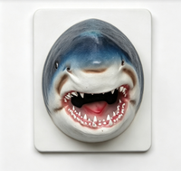 Sculpture murale réaliste de tête de requin en fibre de verre personnalisée, art mural 3D d'animaux marins pour la décoration murale de bar, restaurant, maison