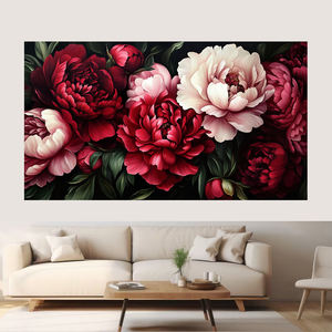 Grande Stampa su Tela di Peonie Rosso-Rosa, Decorazione Murale, <span class=keywords><strong>Poster</strong></span> Floreale in Alta Definizione per Soggiorno, <span class=keywords><strong>Camera</strong></span> da Letto, Sala da Pranzo - Product Image 1
