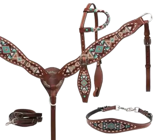 Headstalls de cheval de qualité supérieure et plaque de poitrine accessoires de cheval en cuir de style occidental au meilleur prix - Product Image 1
