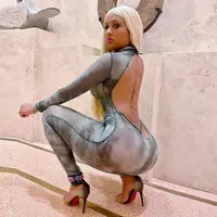 2021 फैशनेबल ग्रीष्मकालीन कपड़े महिलाओं के वसंत सेक्सी backless लंबी आस्तीन EDOSIR एक टुकड़ा seethrough मुद्रित Jumpsuits