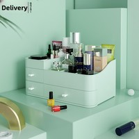 Boîte de rangement cosmétique en plastique JX avec couvercle anti-poussière pour dortoir, bureau et coiffeuse - Luxe, grande capacité
