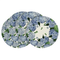 Set de 4 sets de table ronds en polyester motif Hortensia aquarelle Artoid Mode, 14 pouces, pour décoration de table d'été
