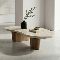Table basse en marbre de style nordique minimaliste Wabi-Sabi, petite table en pierre naturelle avec trous, durable, mobilier moderne pour salon