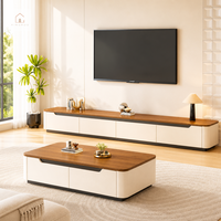 Meuble TV XINGRUO au design architectural, vitrine cintrée, unité murale en bois crème sur mesure, ensemble de rangement pour salon