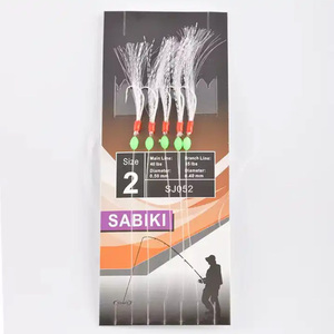 White <span class=keywords><strong>Hage</strong></span> skin sabiki Rig Real Fish Skin String Hooks Sabiki Rig para Sea Luminous Soft Shrimp - Product Image 1