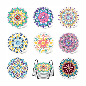 แผ่นรองแก้วคริสตัล<span class=keywords><strong>สี</strong></span>่เหลี่ยมลายมันดาลาประดับเพชรสไตล์ใหม่สำหรับห้องรับประทานอาหารที่บ้านรถไฟเหาะพิมพ์ลายดอกไม้<span class=keywords><strong>ทะเล</strong></span> - Product Image 4