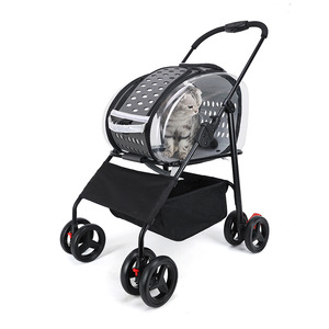 <b>Pet</b> <b>Stroller</b> For Small Medium Dogs Cats Transparent Round Black Lightweight Foldable Outdoor Use - Product Image 5
