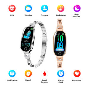 Reloj inteligente de lujo F81 para mujer, pulsera de oro pequeña, sistema IOS, Monitor de temperatura de Frecuencia Cardíaca de silicona IPS - Product Image 5