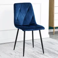נורדי סגנון אוכל מסעדה כחול בד מושב מודרני קטיפה אוכל חדר כיסאות עם שחור אבקה מצופה מתכת רגל